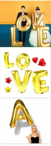 32 inch gold letter foil balloons for wedding birthday party decoration and event setup.