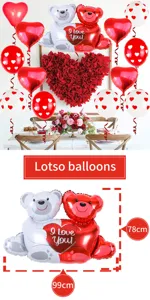 Valentine day hugging bear foil balloon set romantic party decoration photo props 78x99cm