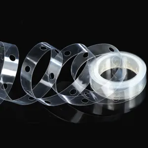 Clear plastic balloon chain strip for party arches and background wall decoration setup.