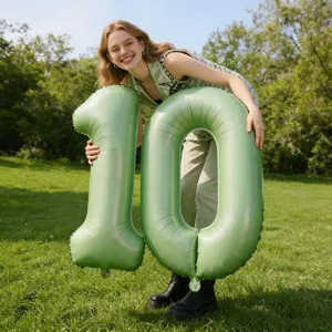32 Inch Olive Green Number 10 Foil Balloon for Birthday Party Decoration Setup Main