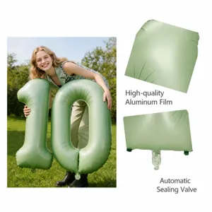 32 inch olive green number 10 foil balloon for birthday party decoration and celebration.
