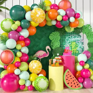 Hawaiian Birthday Balloon Set Latex Balloons Fruit Aluminum Foil Balloons Party Atmosphere Decoration Props Kit