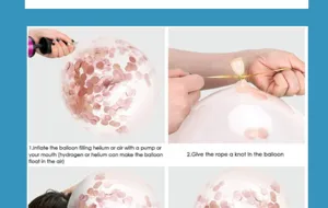 Clear confetti latex balloon for birthday party and festive celebration decoration setup.