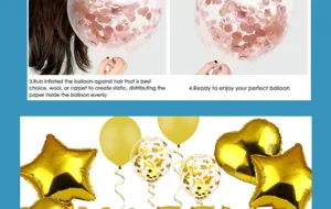 Party balloon set with confetti latex balloons and gold foil stars for birthday celebrations.