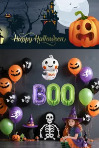 Halloween Party Dekoration Ballons Set mit Geist Latex und Buchstaben Folienballons.