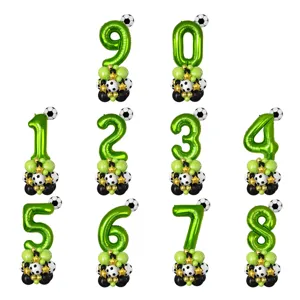 ballon chiffre vert 40 pouces football fete anniversaire decoration set latex alu