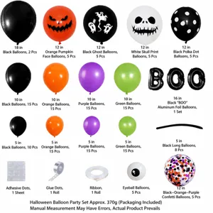 Halloween ballonnenboog set met 16 inch BOO folie ballon, latex ballons en feestartikelen.