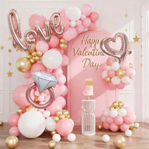 Roze Valentijnsdag Ballon Verjaardag Feest Set Romantische Bruiloft Decoratieve Rekwisieten Sfeer Scène Arrangement
