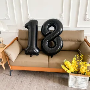Grandissimi palloncini numerici in alluminio nero da 40 pollici per decorazioni di compleanno.
