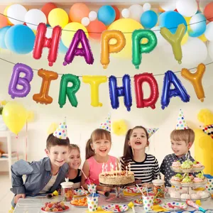 Happy birthday letter balloons 16 inch aluminum foil balloon set for party decoration setup.
