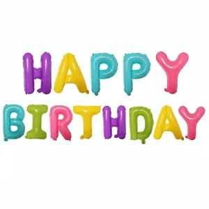 16-inch candy color foil letter balloons set, happy birthday party decoration supplies.