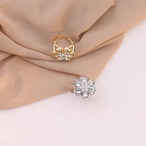 Vintage opengewerkte bloem sjaalgesp, elegante strass shirtclip en sjaal accessoire.