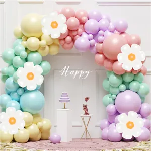 Kit arco palloncini pastello con palloncini margherita per decorazione festa di compleanno.
