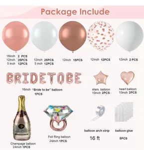 Junggesellinnenabschied Deko Set in Roségold mit BRIDETOBE Buchstaben Folienballons.