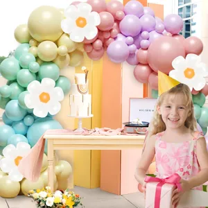 Kit arco di palloncini pastello con palloncini margherita per decorazione festa di compleanno.