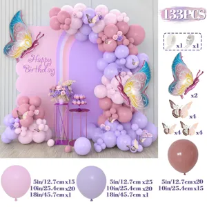 Kit ghirlanda arco palloncini 133 pezzi con palloncini foil farfalla per decorazione.