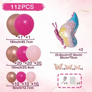 kit arco palloncini farfalla 112pz palloncini lattice rosa marrone per decorazione festa