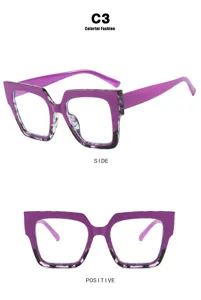 Ueberdimensionierte Katzenauge Blaulichtfilter Brille farbblockierte Mode klare Flachbrille