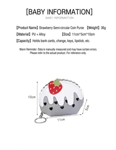 Strawberry ice cream mini coin purse featuring cute design, zipper, and compact size.