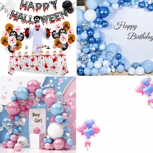 Kit Arco Palloncini per Decorazione Festa di Compleanno Halloween Natale con Palloncini in Lattice e Alluminio Banner Tovaglia