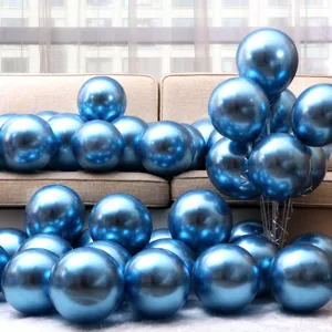 Globos de látex azul metálico para decoración de bodas, juego brillante de 12 pulgadas.