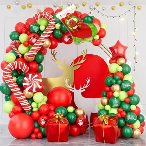 Christmas balloon arch kit red green foil candy cane balloons party decoration holiday setup