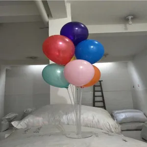 Detailed view of balloon column stand with colorful latex balloons for party and event decoration.