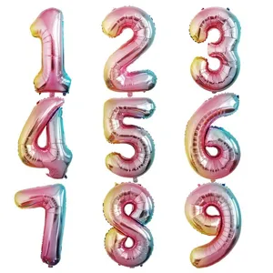 Gradient rose gold number foil balloons for party decorations and holiday celebration events.