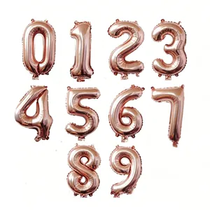Rose Gold Number Aluminum Foil Balloon Digital Mylar Balloons For Birthday Party Wedding Event Celebration Decoration