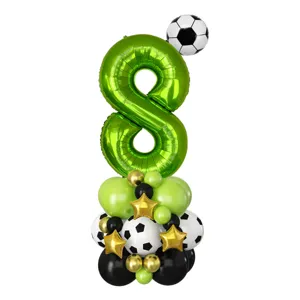 Ensemble de ballons de football chiffre 8 vert fruit 40 pouces pour fête d'anniversaire et déco.