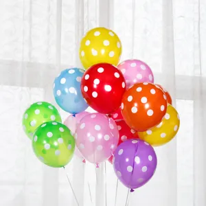 Colorful 12-inch 2.8g polka dot latex balloons for birthday party and wedding decor.