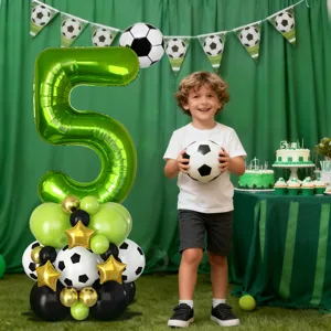 Set de ballon de football chiffre vert 40 pouces pour décoration fête d'anniversaire garçon
