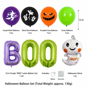 Halloween Party Dekoration Ballon Set mit 12 Zoll Latex bedruckten Ballons und Foliengeistern.