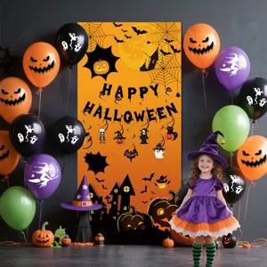 Halloween Party Deko Latex Luftballons und gruselige Hintergrund Banner Set für Feste.