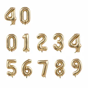 Gold Number Balloon Aluminum Foil Digital Balloon For Birthday Party Celebration Event Decoration Supplies