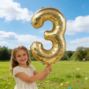 40 inch gold number 3 foil balloon for baby birthday party decoration scene layout.