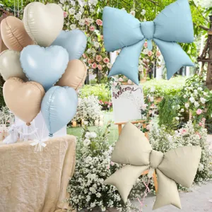 Inflatable Aluminum Foil Heart Balloons With Giant Bow Birthday Party Decoration Wedding Festival Celebration Balloon