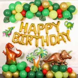 Amazon Jungle Dinosaur Theme Balloon Set Kids Birthday Party Decorations With Large Aluminum Foil Dinosaurs And Latex Balloons