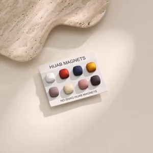 Square hijab magnets set, no-snag magnetic pins for scarves, fabric-friendly headscarf clips.