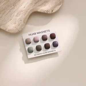 Square hijab magnets set of 8 matte colorful magnetic pins for safe scarf fastening.