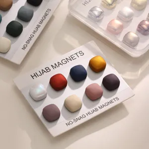 Square Strong Magnetic Hijab Clips Punch Free Fabric Friendly Seamless Scarf Pins Headscarf Magnetic Buckle