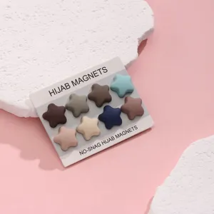 Colorful star hijab magnets set, no-snag magnetic pins for scarves and shawls, cute matte design.