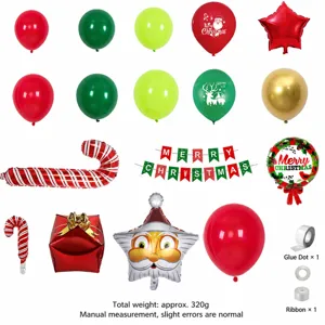 Christmas balloon set red green latex balloons foil candy cane banner party decoration kit