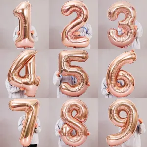 32 inch rose gold number foil balloons for birthday party wedding decorations and celebrations.