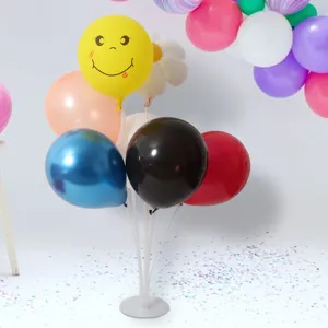 Balloon stand column set with colorful latex and foil smile balloons for party decor