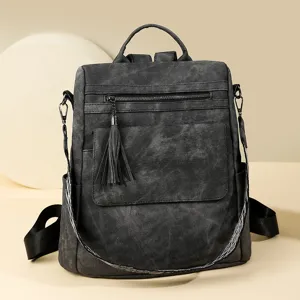 Zaino donna casual grande capacità borsa da viaggio multifunzione grigio scuro elegante