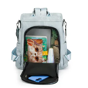Zaino donna casual elegante grande capacità viaggio zainetto scuola blu con tasche multiple