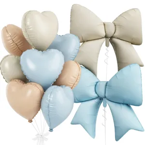 Bow and heart foil balloon set for birthday party decorations and festive event supplies