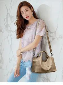 Stylish soft leather crossbody handbag for women, casual commuter shoulder bag with adjustable strap.