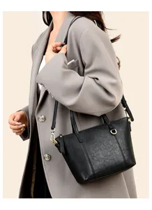 Stylish black women's handbag versatile shoulder crossbody tote bag for daily use and work.